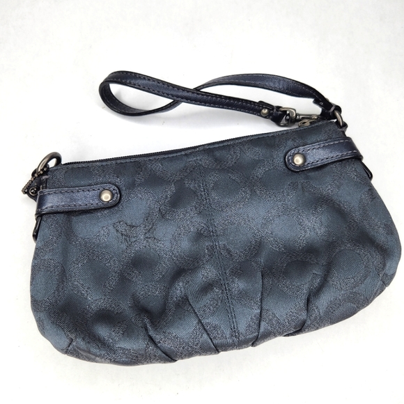 Vintage Coach Monogram Wristlet Clutch Purse Charcoal Grey - Picture 3 of 3